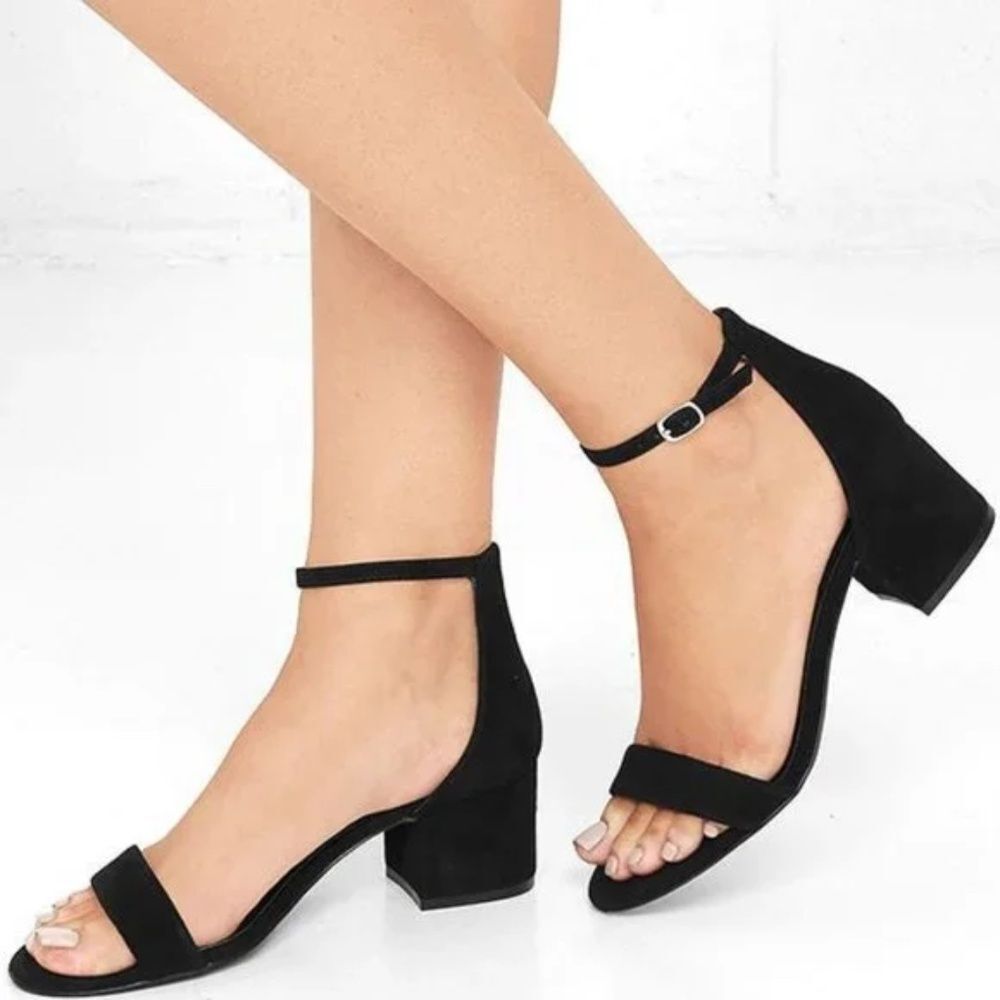 Steve Madded Black‎ Suede Block Heel Irenne Sandal, 10